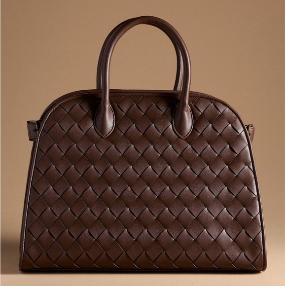NWT  Viral Anthropologie Woven Structured Weekender Satchel Tote Bag - Picture 3 of 8